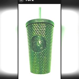 NEW, Starbucks Green Metallic Studded Bling Grande 16oz Cold Cup